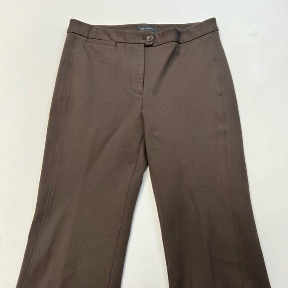 Talbots Womens Dress Career Pants Brown Mid Rise Flat Front Stretch Twill 6 - Picture 2 of 10